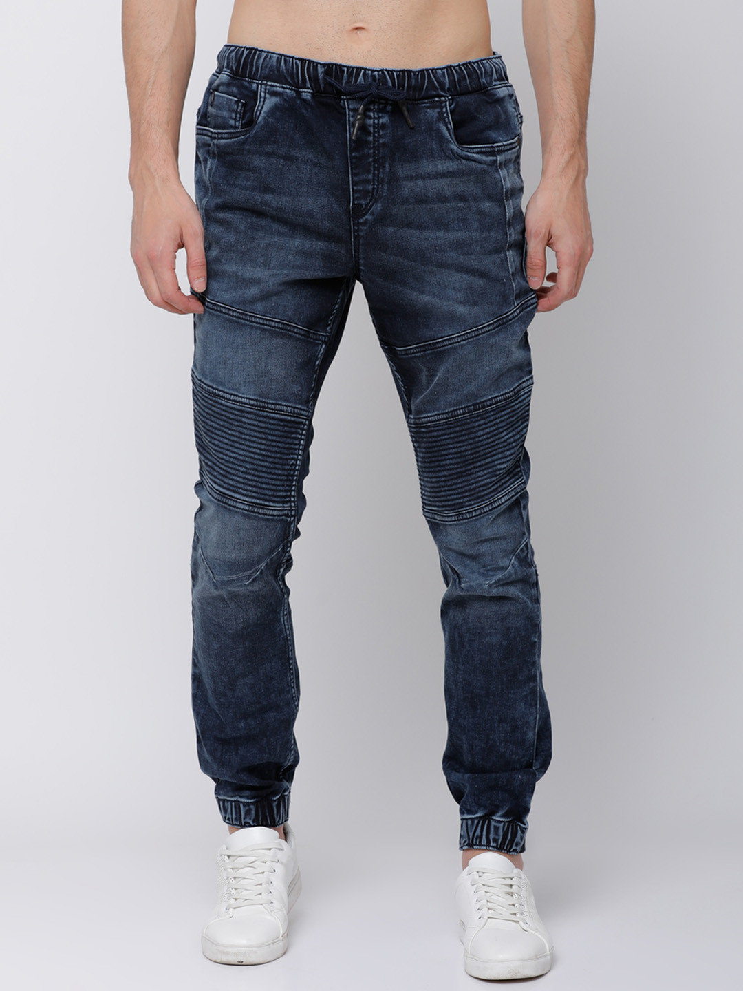 

LOCOMOTIVE Men Blue Jogger Mid-Rise Clean Look Stretchable Jeans