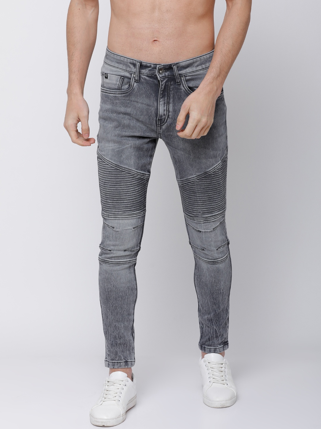 

LOCOMOTIVE Men Grey Tapered Fit Mid-Rise Clean Look Stretchable Jeans