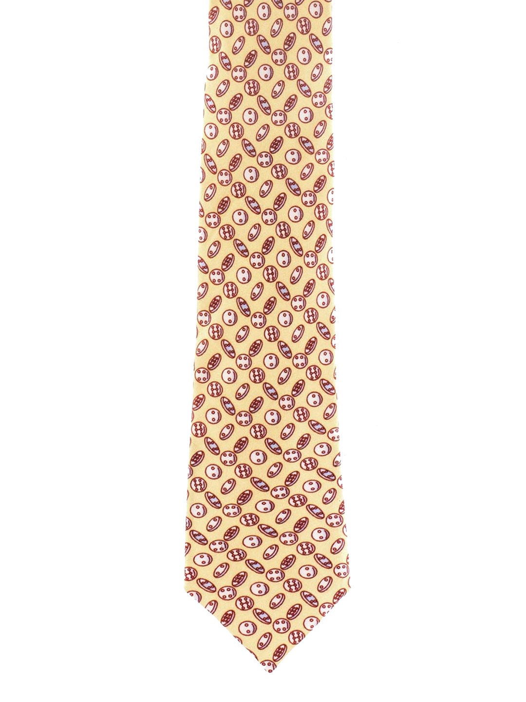 

The Tie Hub Cream-Coloured & Maroon Cookies Printed Skinny Tie