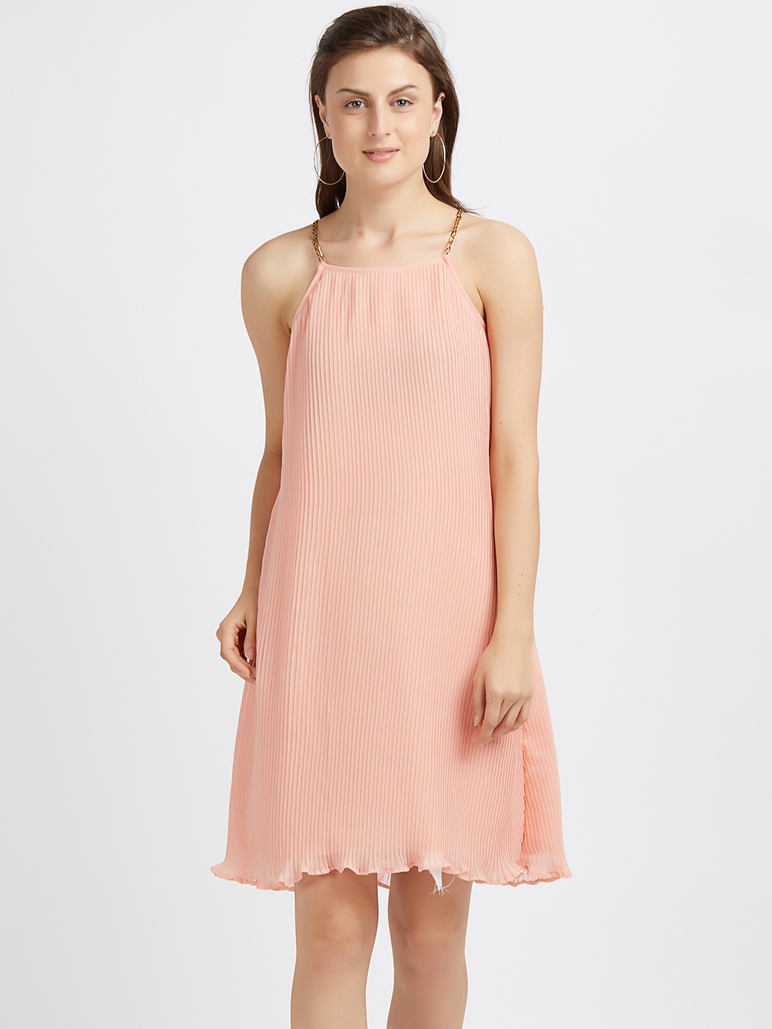 

MISH Women Pink Solid A-Line Dress
