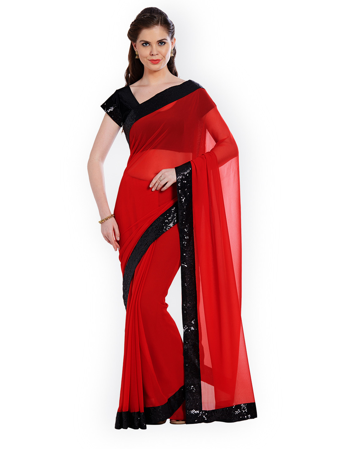 

Nimayaa Red Dyed Poly Georgette Saree