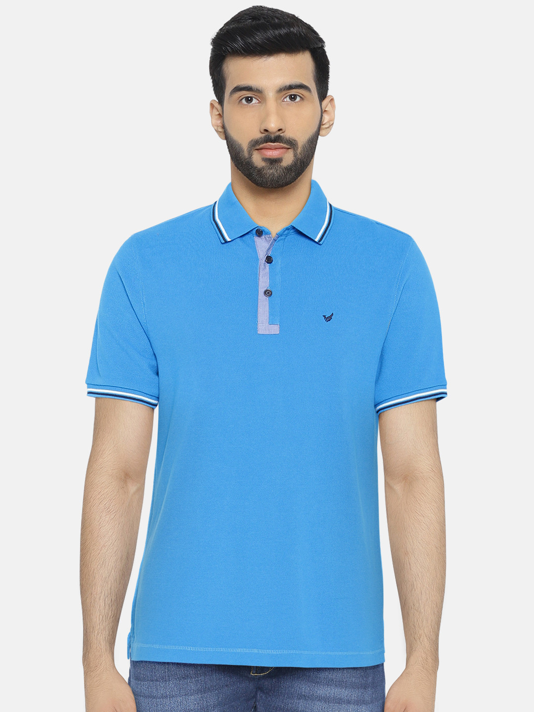 

Blackberrys Men Blue Solid Polo Collar T-shirt