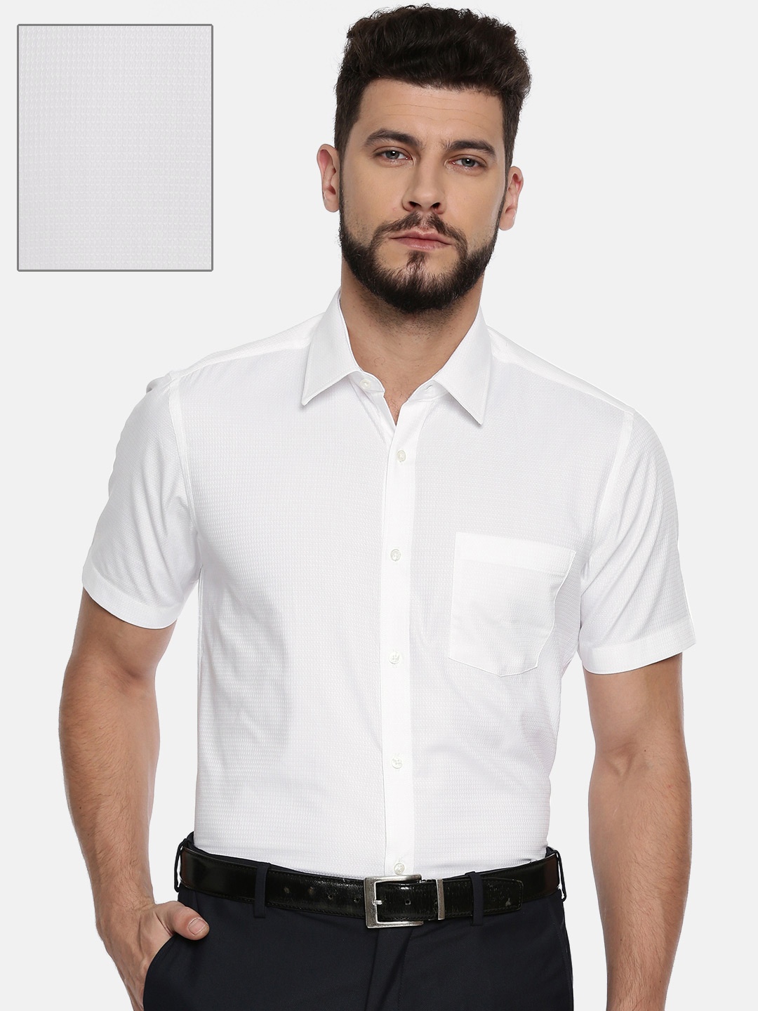 

Blackberrys Men White Slim Fit Self-Design Formal Shirt