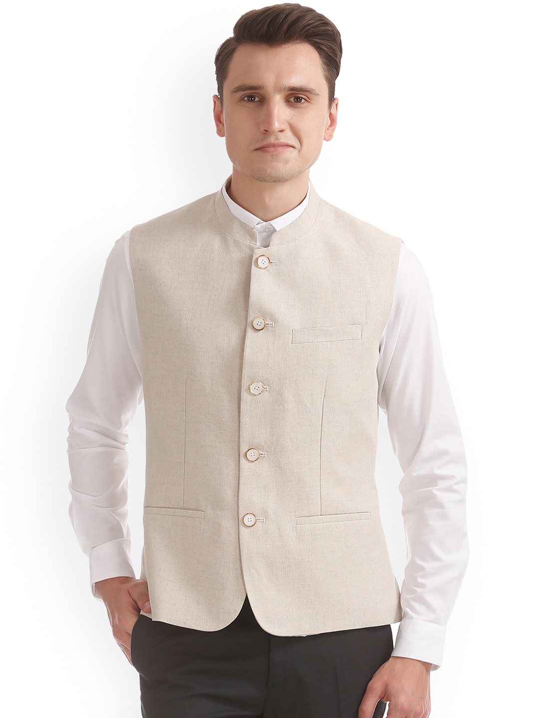 

Arrow Men Beige Slim-Fit Waistcoat