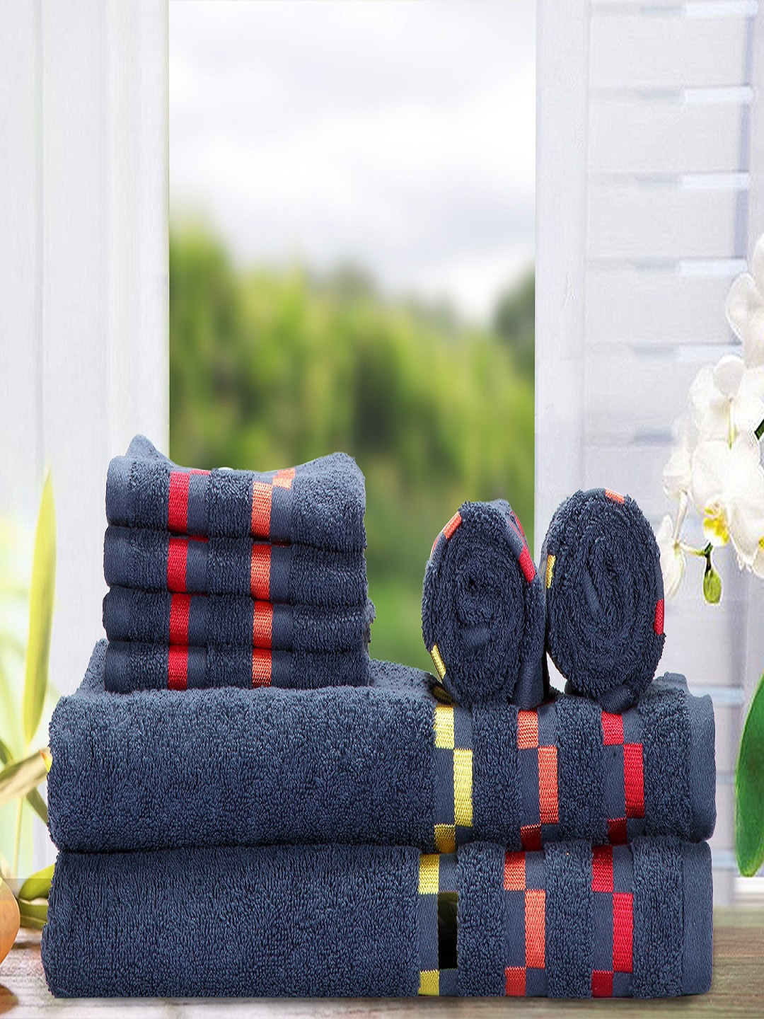 

BIANCA Set of 8 Navy Blue 450 GSM Cotton Towels