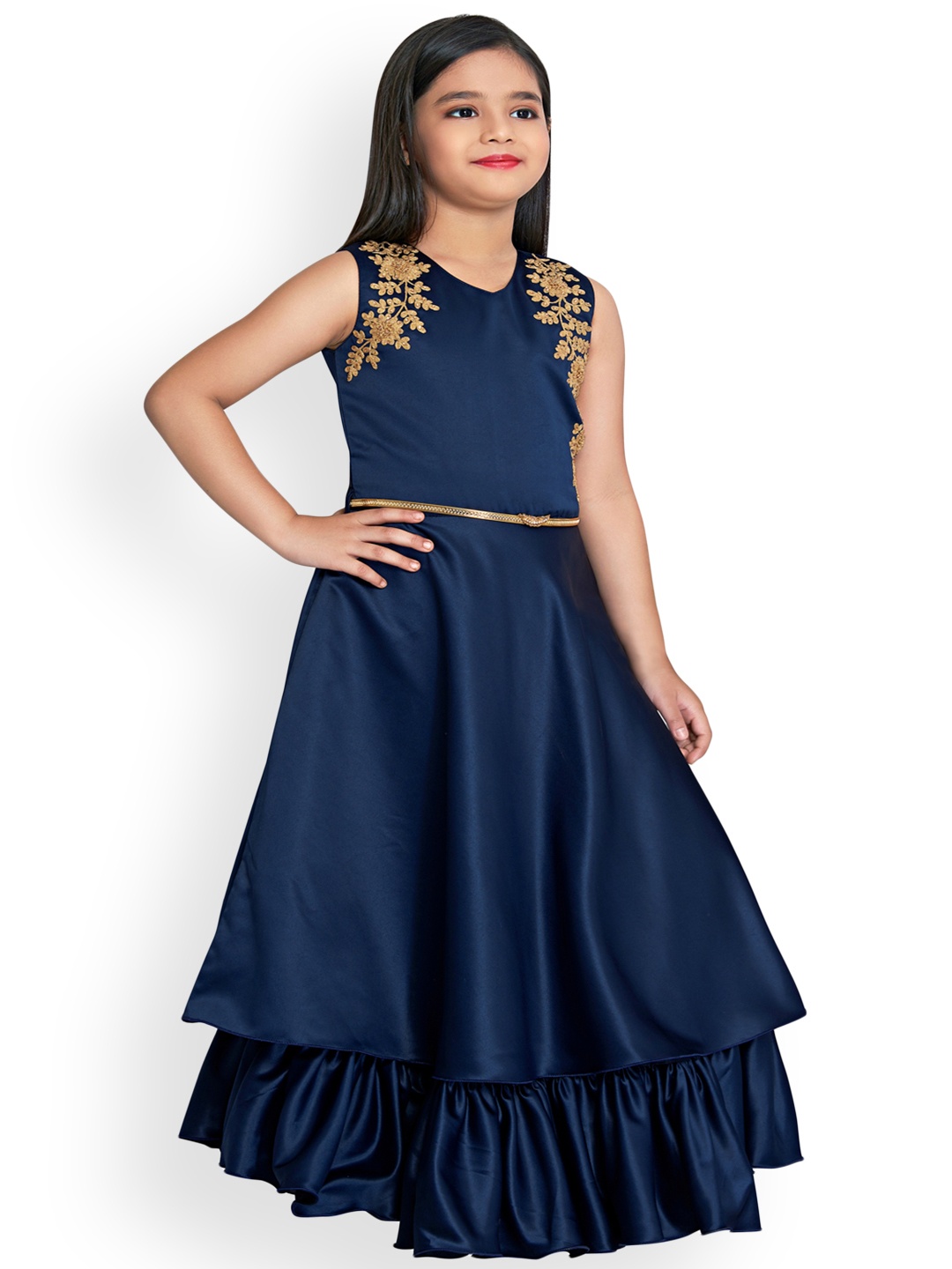 

BETTY Girls Navy Blue Embellished Fit and Flare Dress