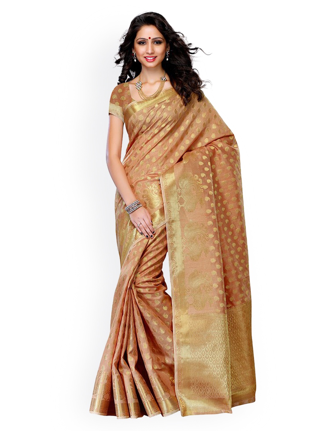 

MIMOSA Brown Art Silk Woven Design Kanjeevaram Saree