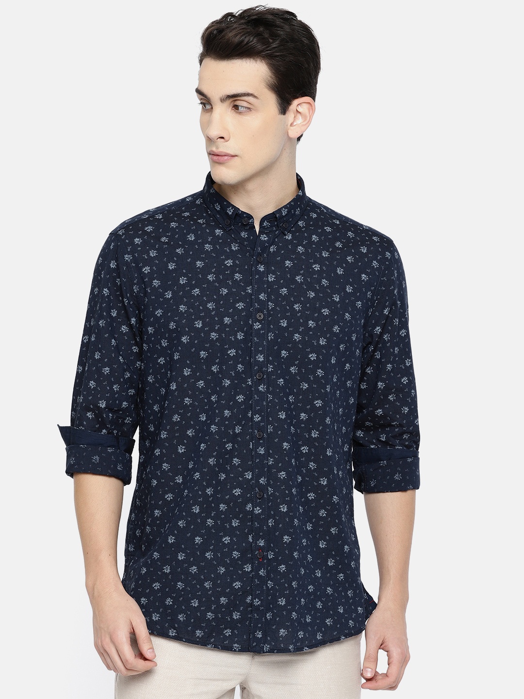 

Blackberrys Men Navy Blue Slim Fit Printed Casual Shirt