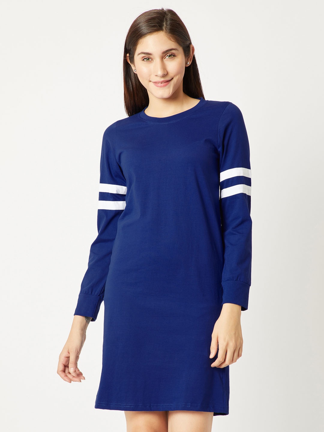 

Miss Chase Women Blue Striped T-shirt Dress