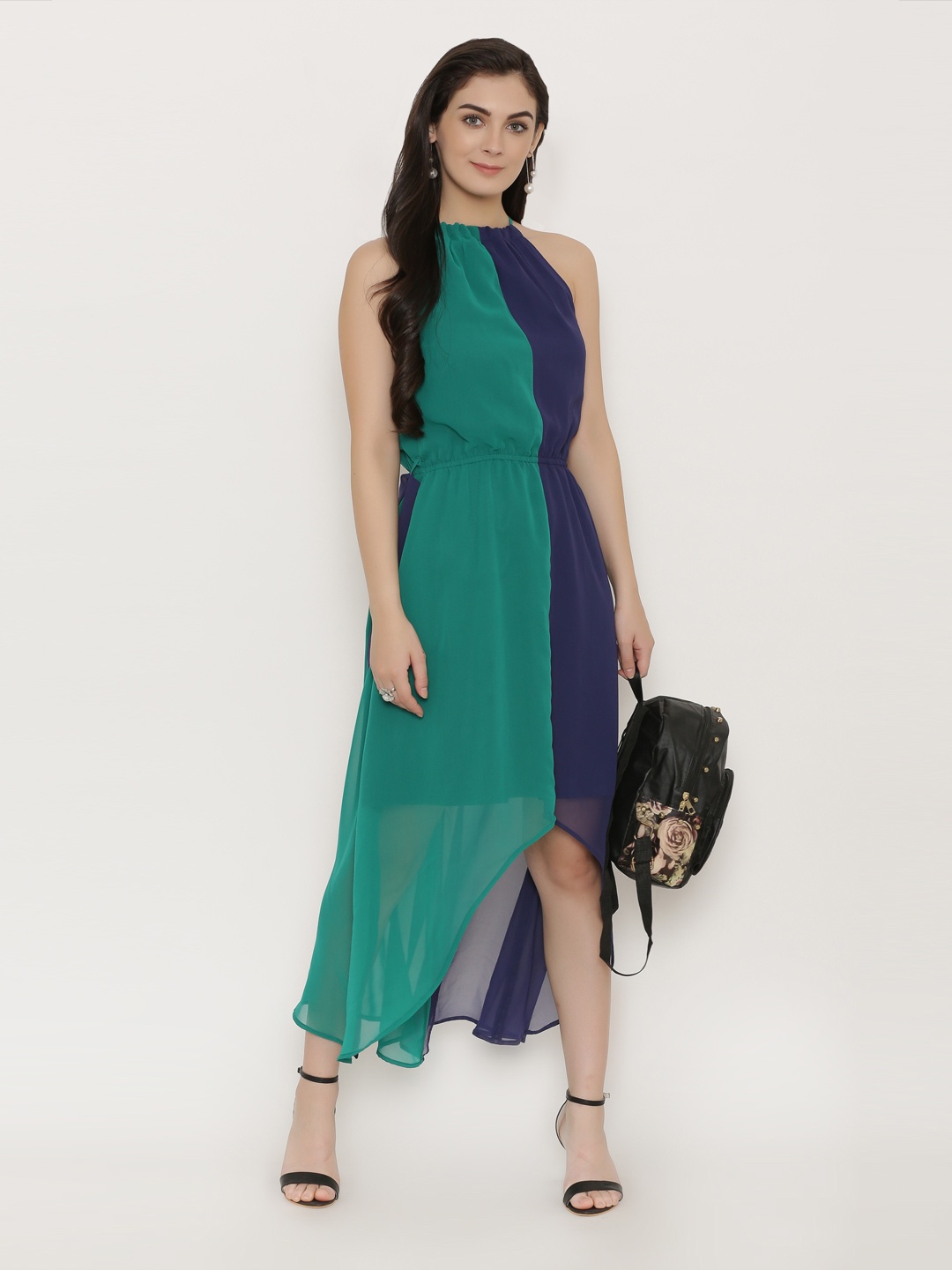 

MABISH by Sonal Jain Women Navy Blue Colourblocked Fit and Flare Dress