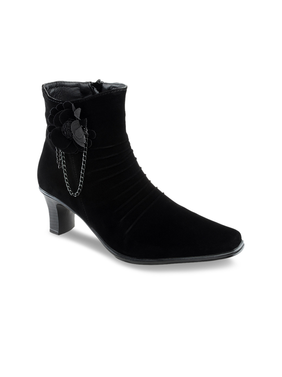 

SHUZ TOUCH Women Black Solid Heeled Boots