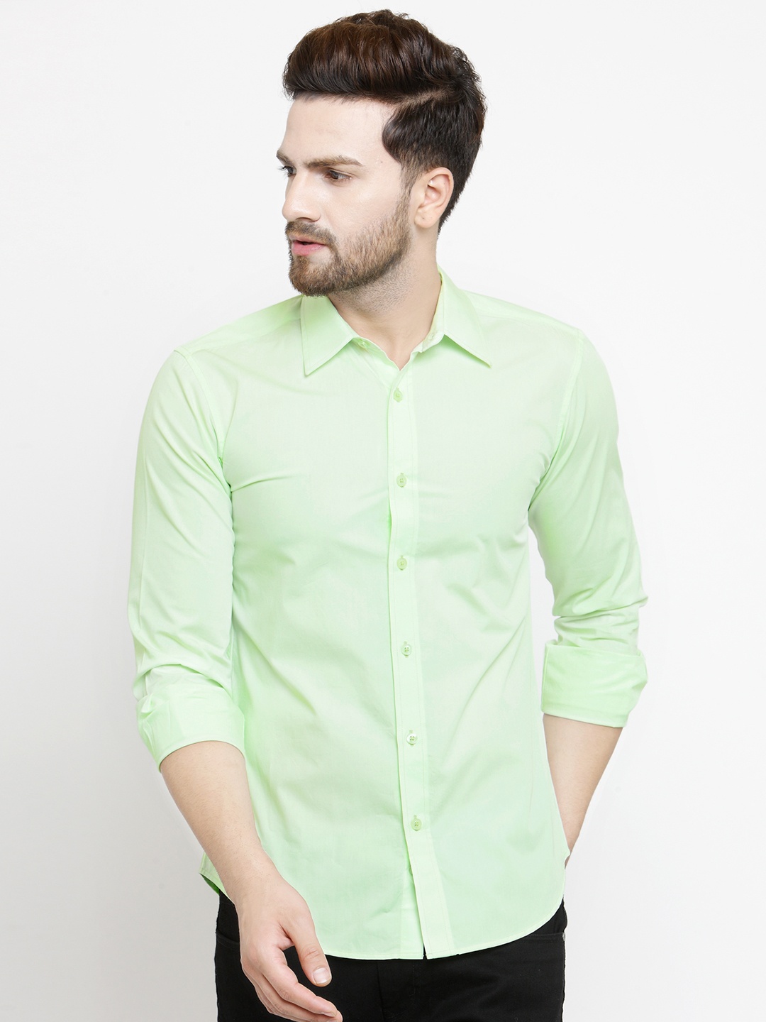 

Purple State Men Green Slim Fit Solid Casual Shirt
