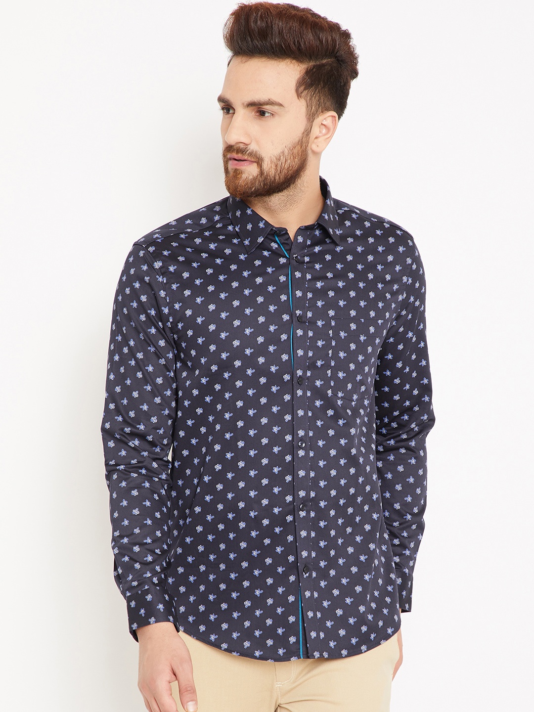 

Blackberrys Men Navy Blue Slim Fit Printed Casual Shirt