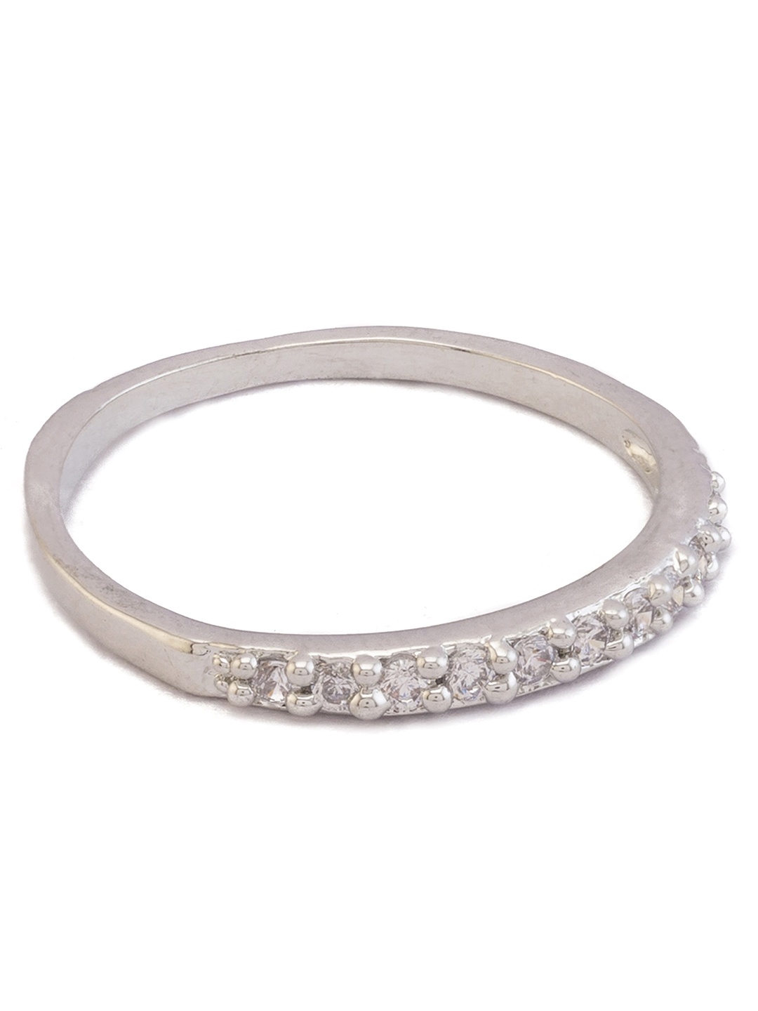 

Mahi Women Silver-Toned & White CZ Stone-Studded Ring