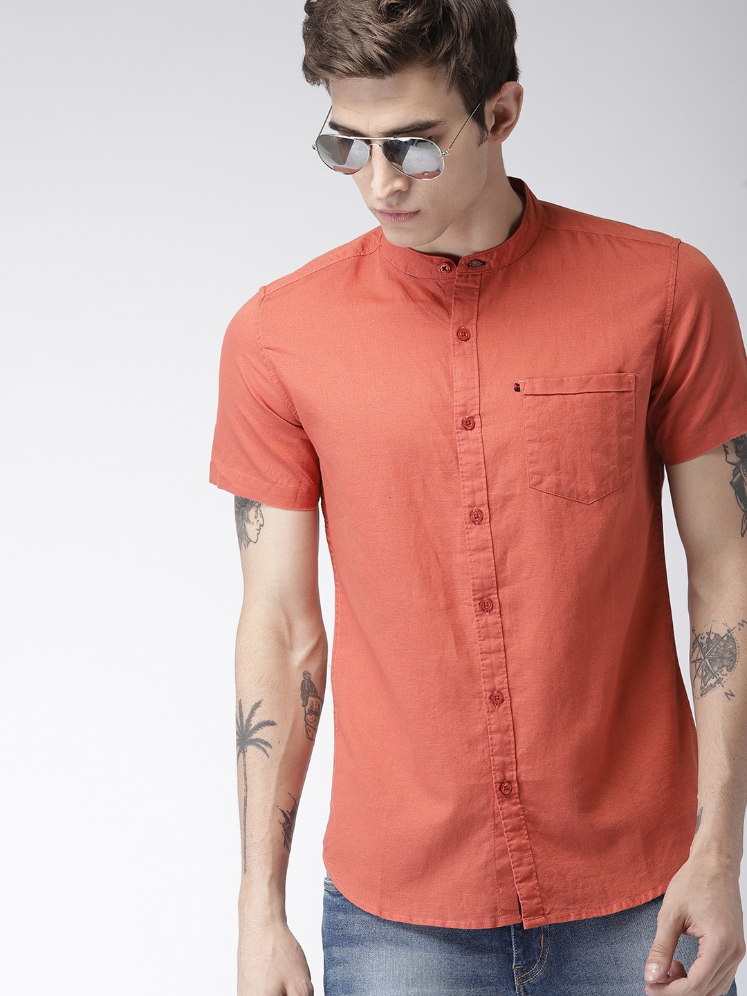 

HIGHLANDER Men Orange Slim Fit Solid Casual Shirt