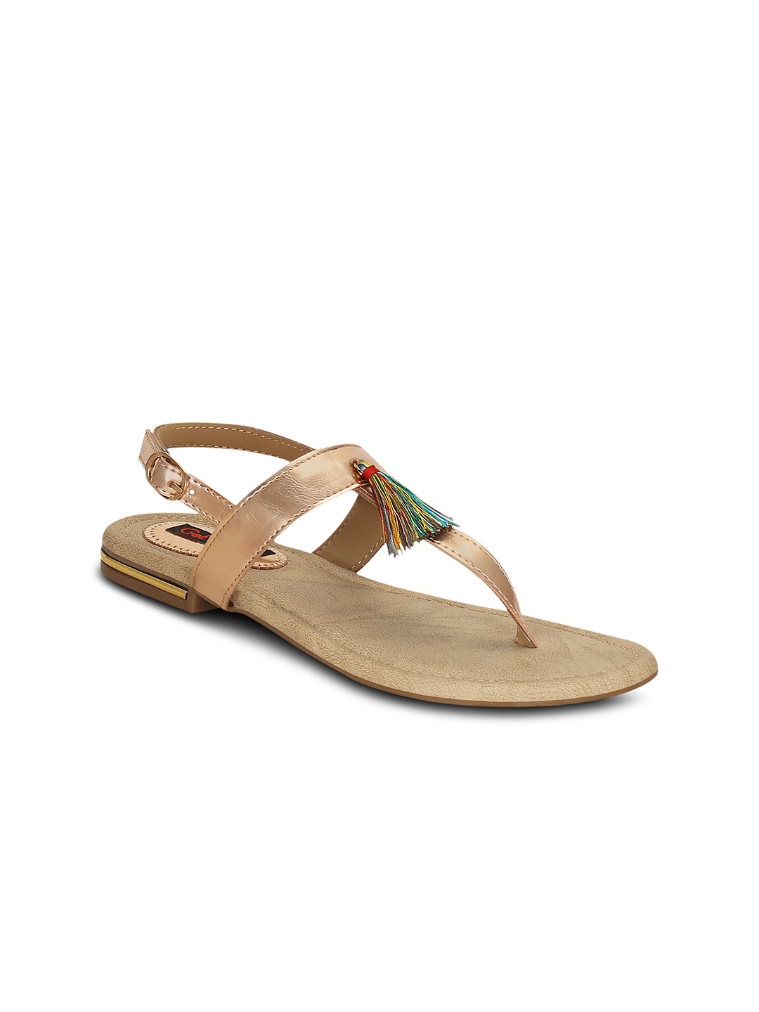 

Get Glamr Women Rose Gold Solid Synthetic T-Strap Flats
