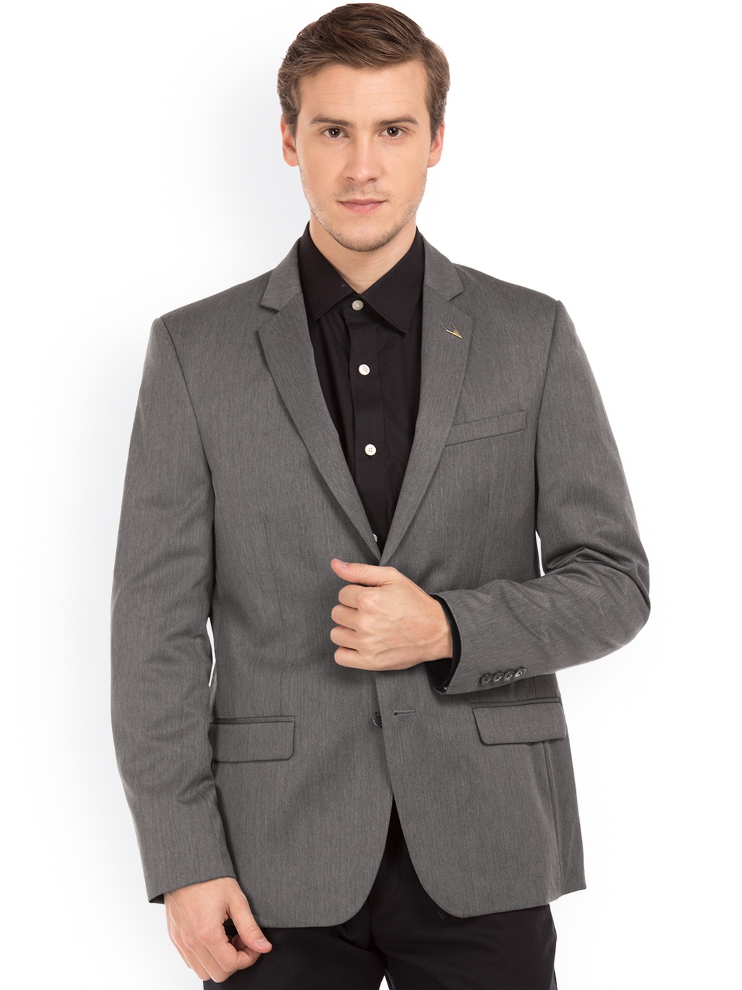 

Arrow Charcoal Solid Single-Breasted Formal Blazer