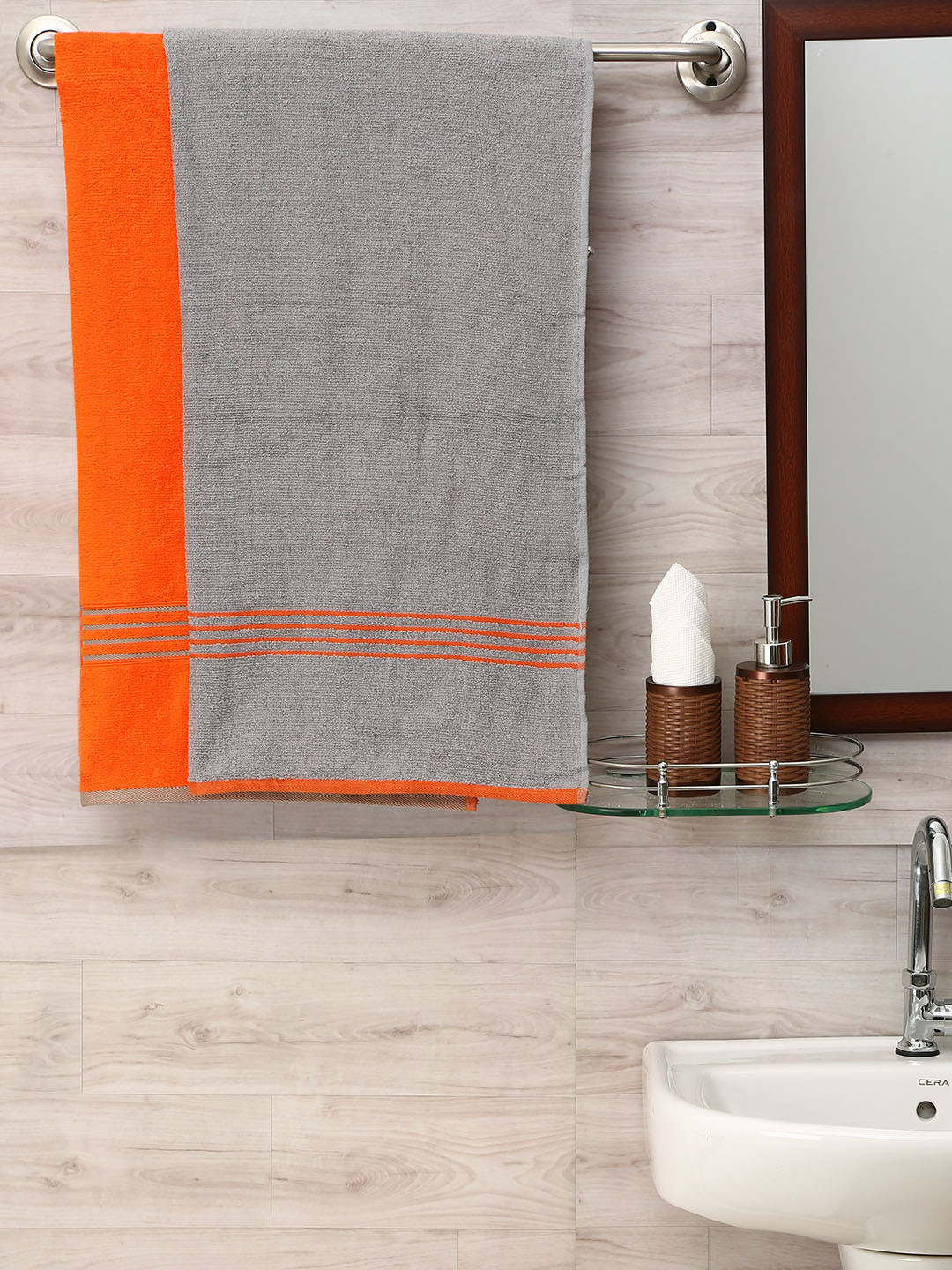 

Athome by Nilkamal Set Of 2 380 GSM Solid Bath Towels, Orange