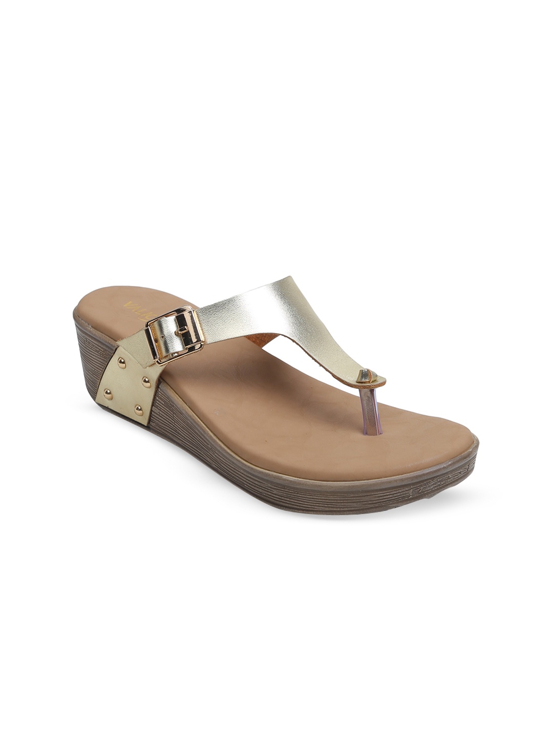 

VALIOSAA Women Gold-Toned Solid Sandals