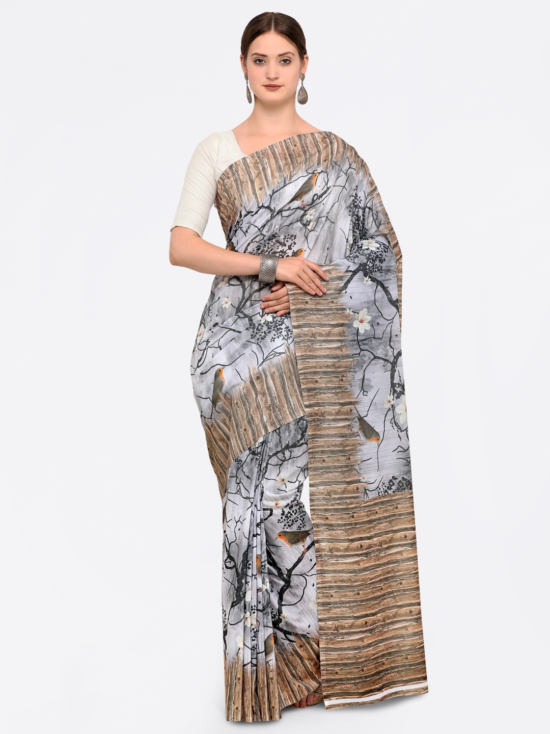 

Saree mall Grey Printed Silk Cotton Saree
