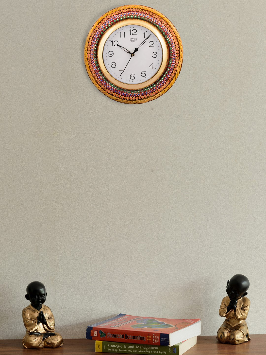 

eCraftIndia White Dial Multicoloured Printed 30.48x1.27cm Handcrafted Wall Clock, Multi