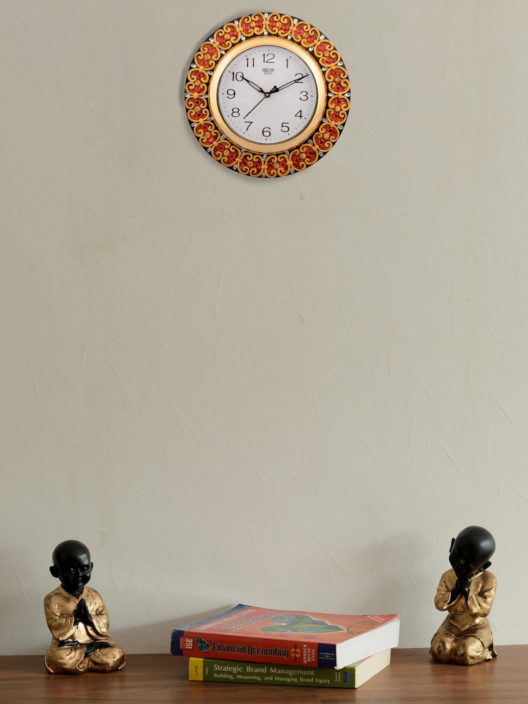 

eCraftIndia White Dial Yellow & Red Printed 30.48x1.27cm Handcrafted Wall Clock