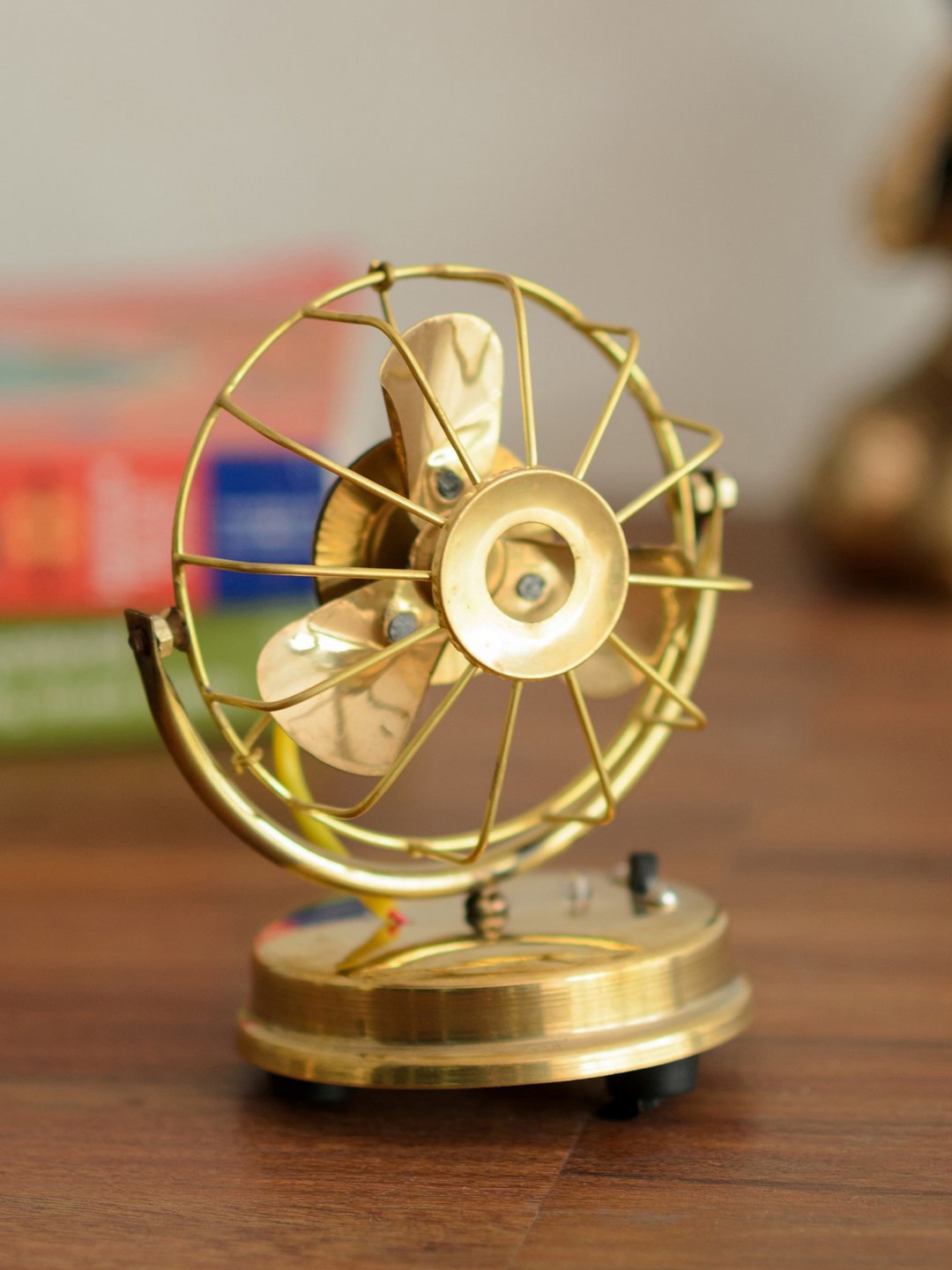 

eCraftIndia Gold-TonedHandcrafted Brass Antique Table Fan Showpiece