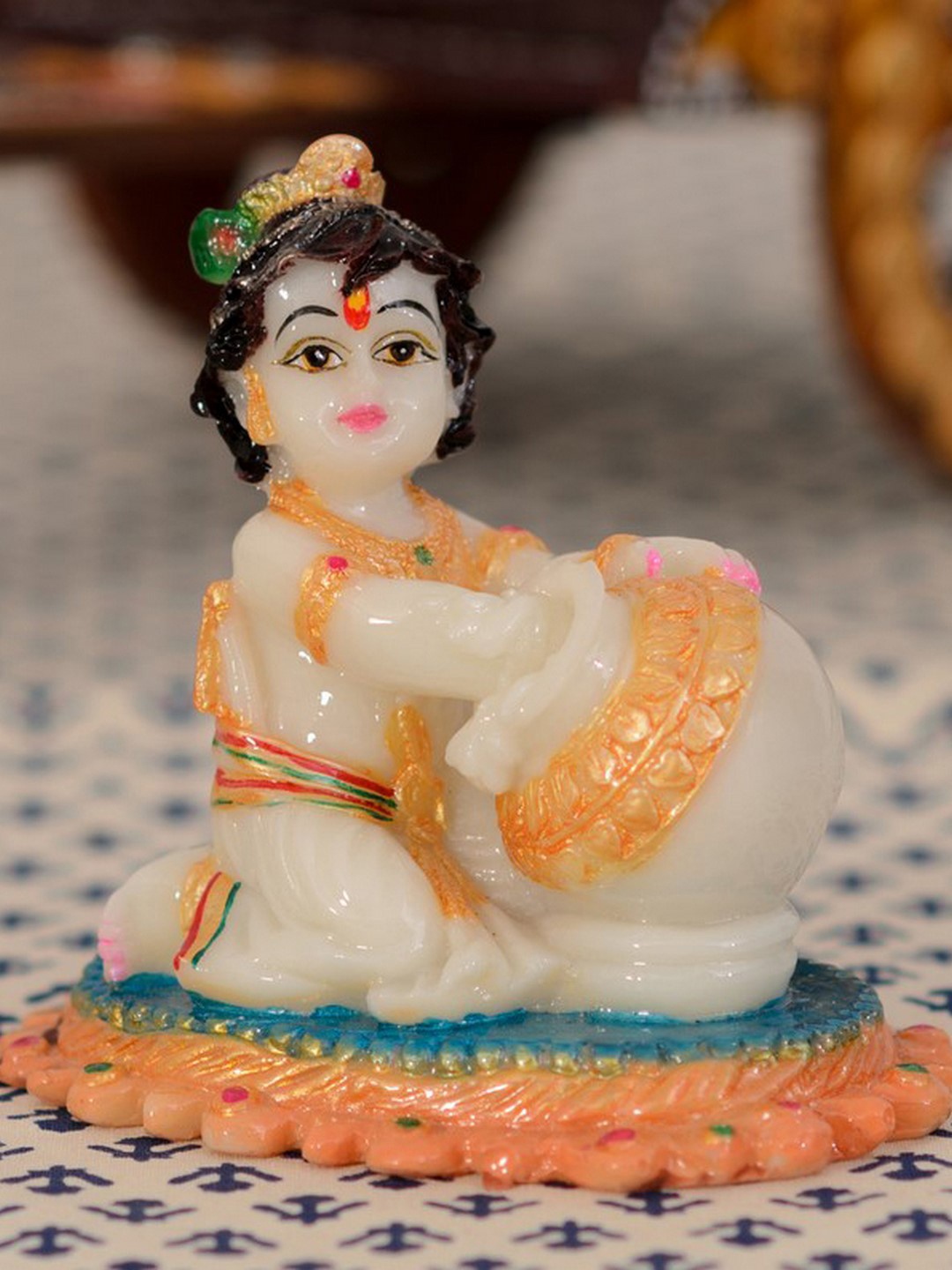 

eCraftIndia Off-White Polyresin Laddu Gopal Having Makhan Showpiece