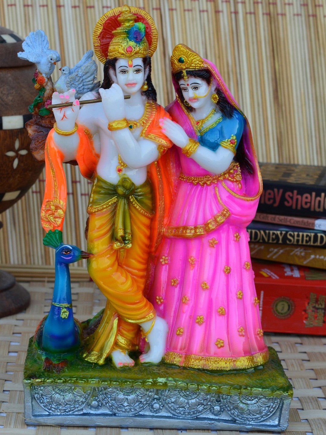 

eCraftIndia Multicoloured Handcrafted Radha-Krishna with Cow, Multi