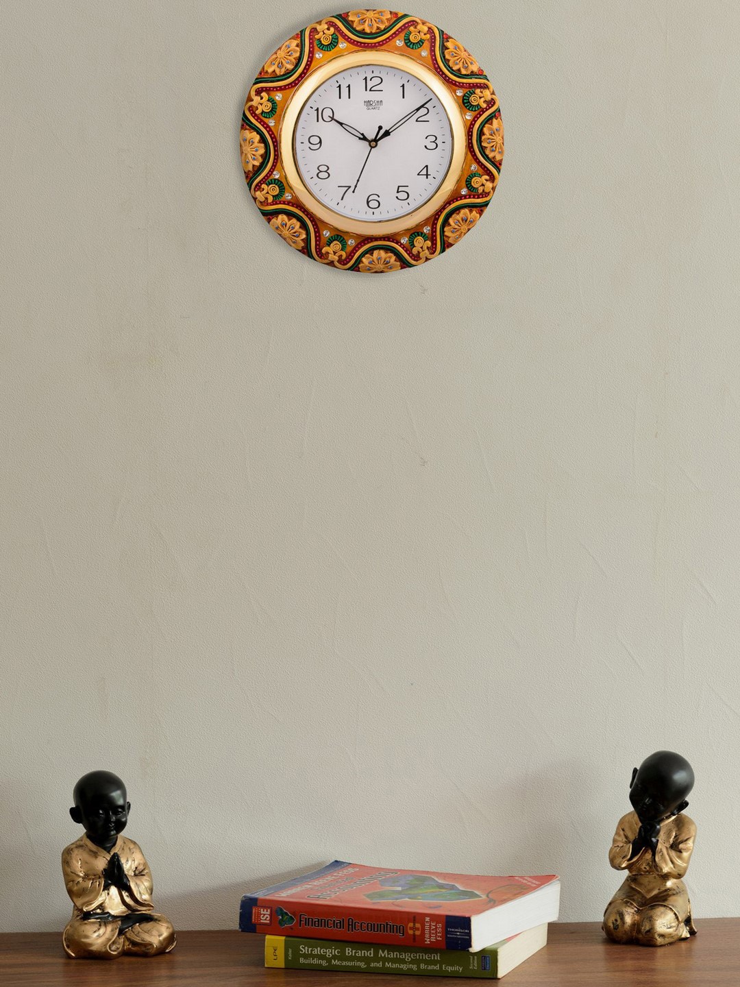 

eCraftIndia White Dial Yellow & Green Printed 30.48cmx1.27cm Wall Clock