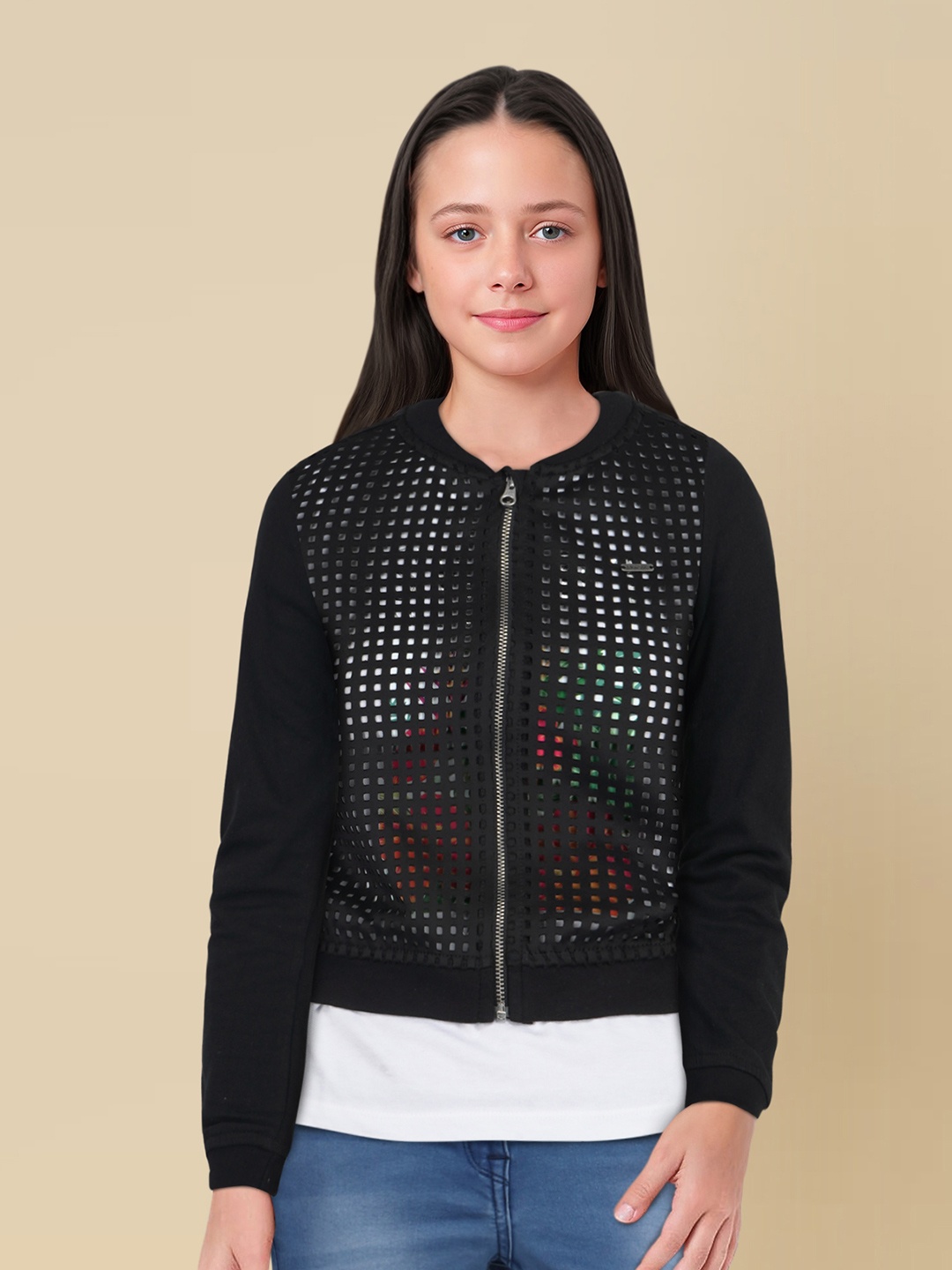 

Allen Solly Junior Girls Black Cut-Out Bomber