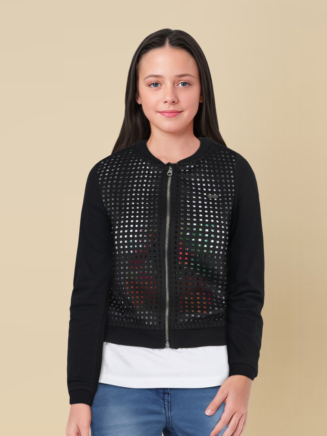 

Allen Solly Junior Girls Black Cut-Out Bomber