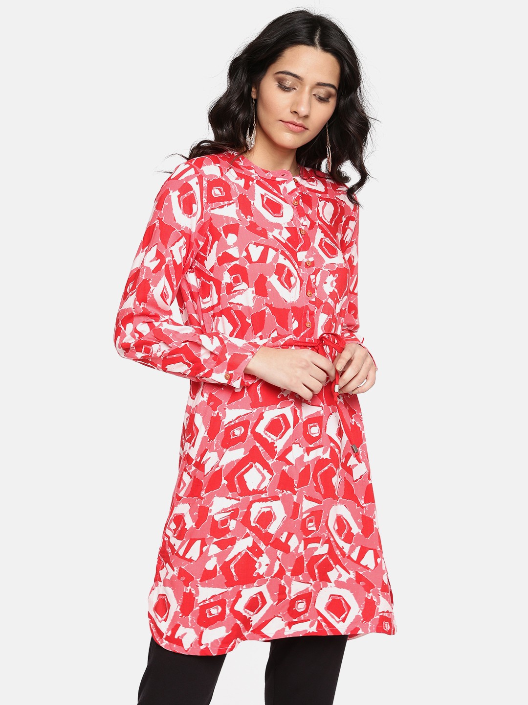 

Global Desi Red Printed Tunic