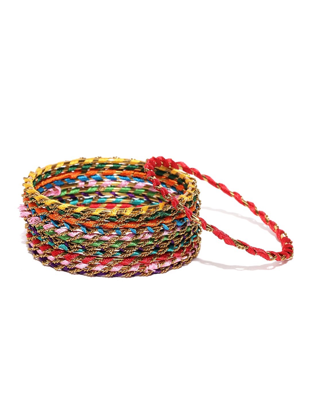 

YouBella Set of 12 Multicoloured Textured Bangles, Multi