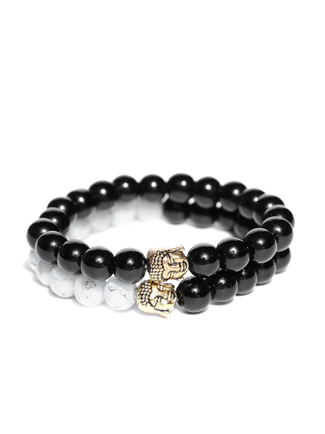 

YouBella Unisex Set of 2 Natural Beaded Elasticated Bracelets, Black
