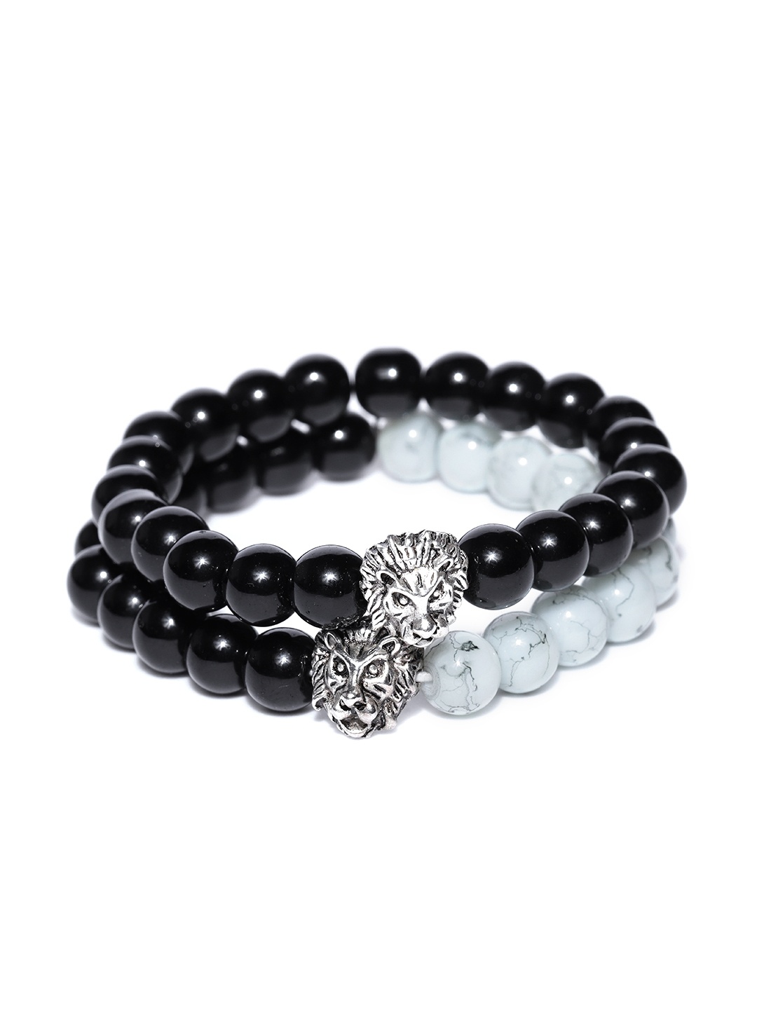 

YouBella Set of 2 Beaded Elasticated Bracelets, Black