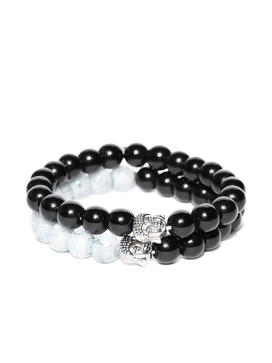 

YouBella Set of 2 Beaded Lord Buddha Motif Elasticated Bracelets, Black