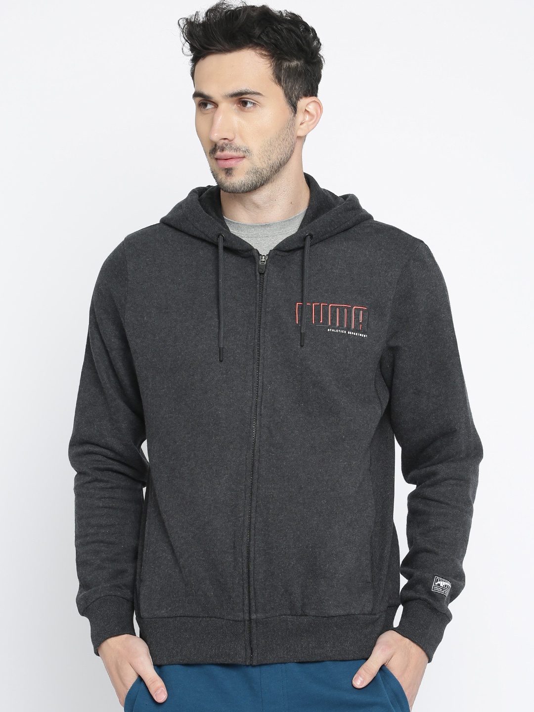 

Puma Men Charcoal Grey Solid STYLE Athletics FZ Hoody FL Track Sweatshirt