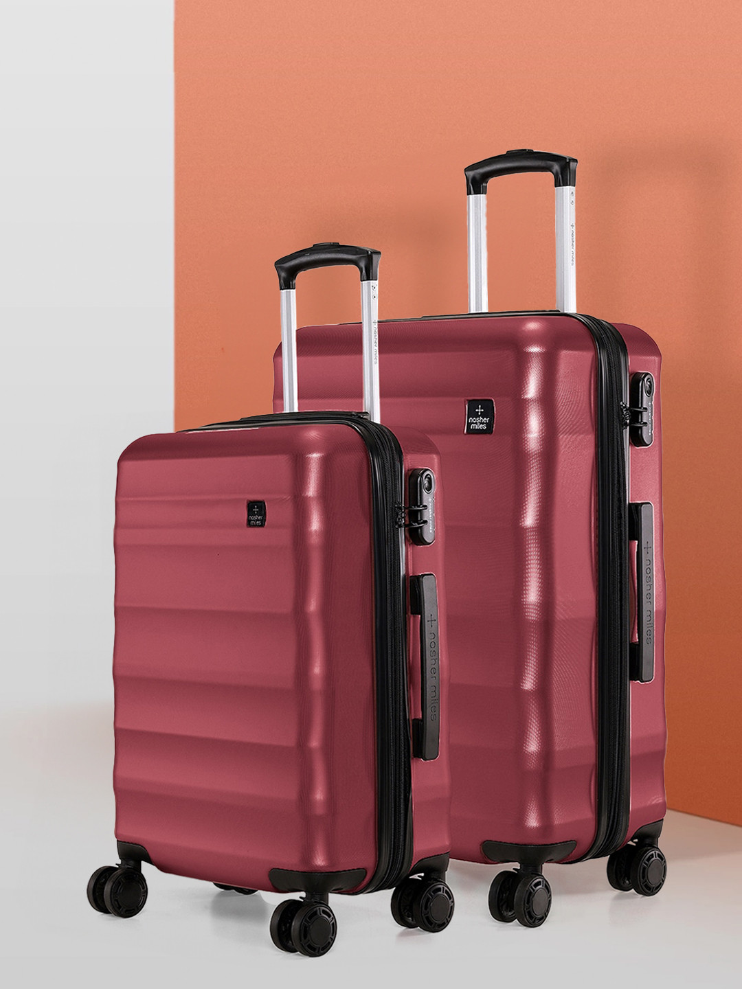 

Nasher Miles Set of 2 Rome Textured Hard Trolley Bags - 55 & 65 cm, Maroon