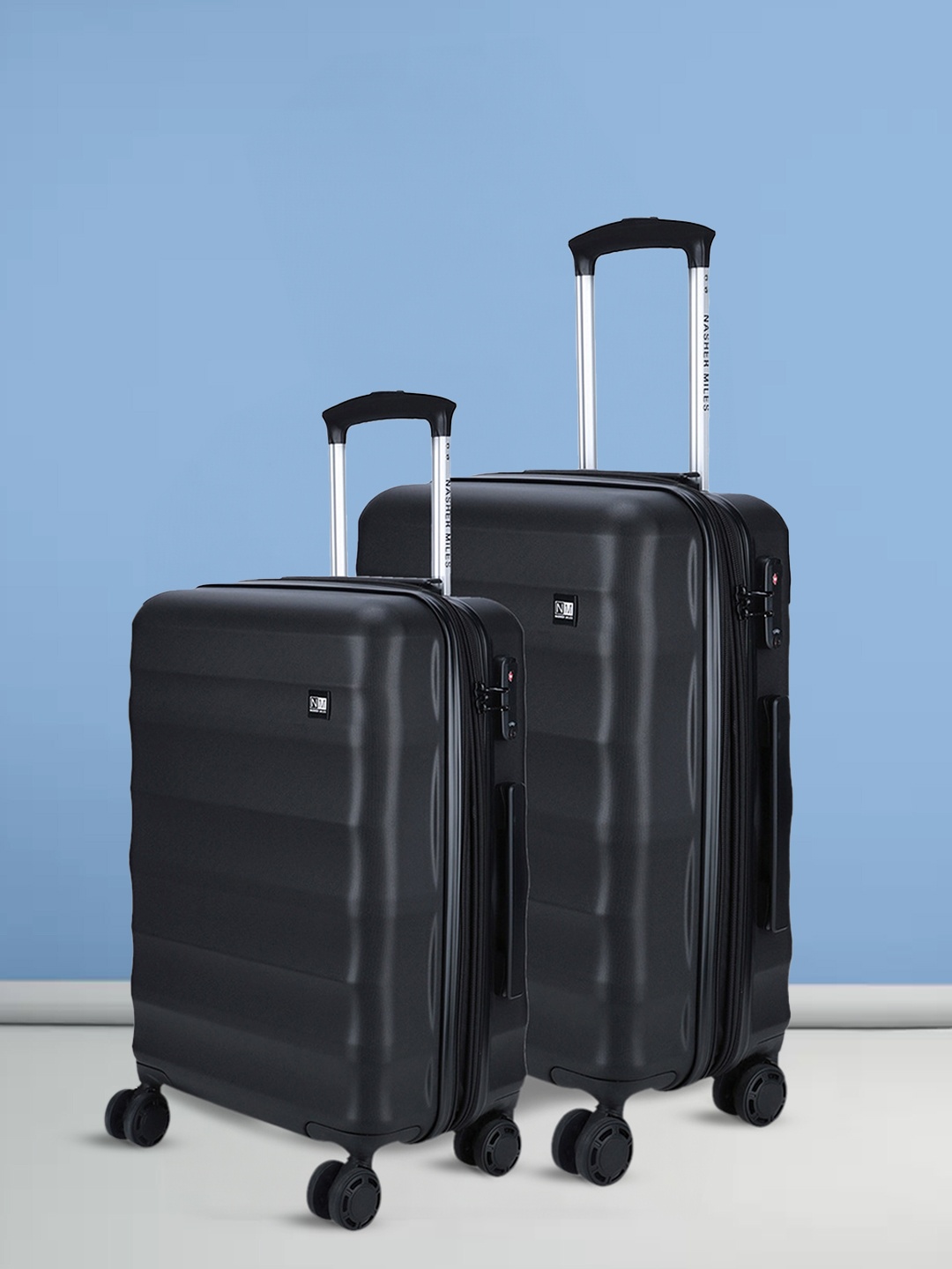 

Nasher Miles Pack of 2 Rome Hard-Sided Trolley Bags- 65 & 75 cm, Black