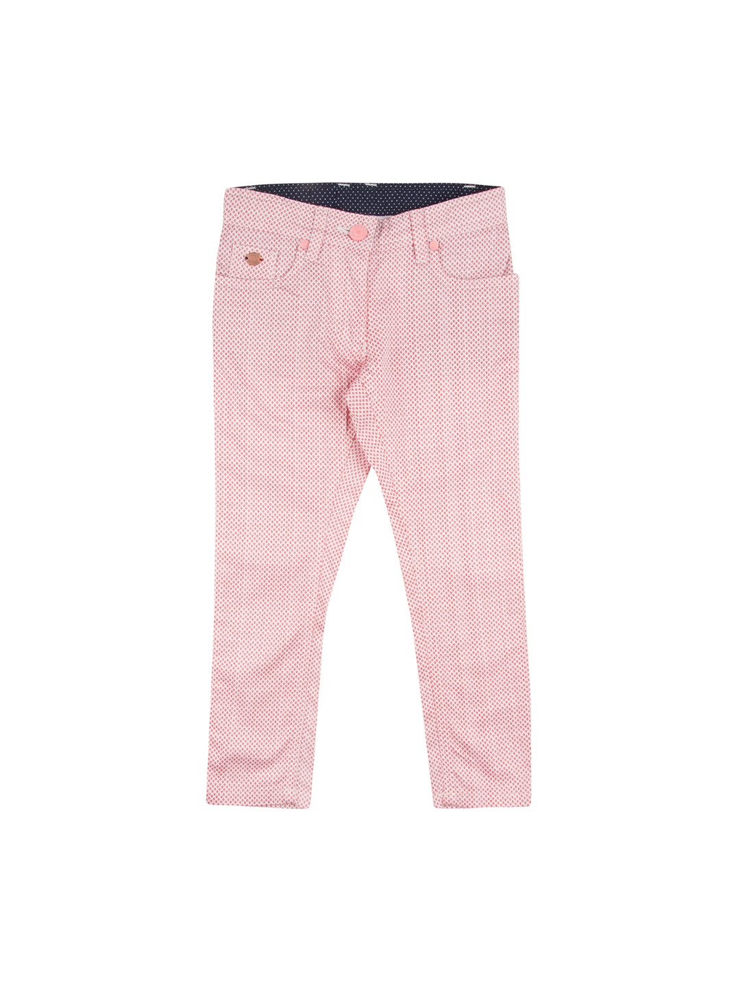 

U.S. Polo Assn. Kids Girls White & Red Regular Fit Printed Regular Trousers
