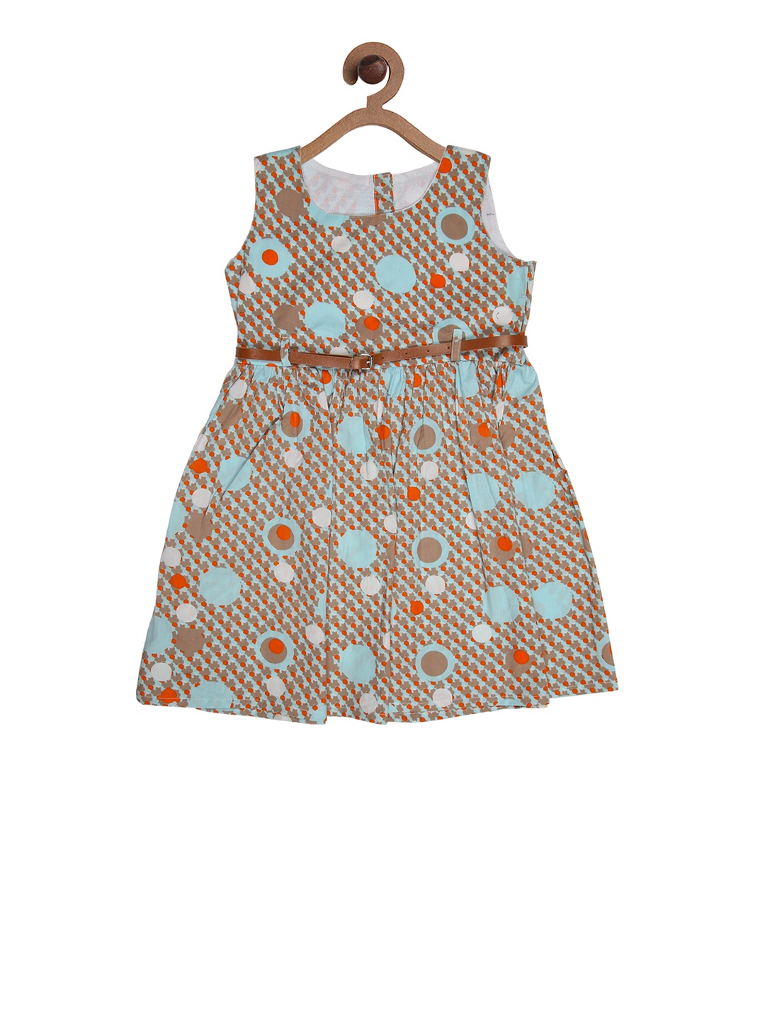 

CHUTPUT Girls Brown Printed Fit and Flare Dress