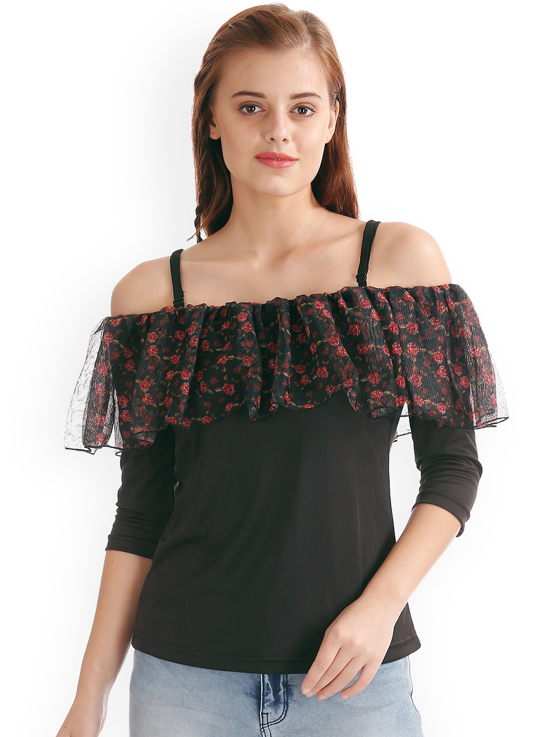 

Flying Machine Women Black Printed Top