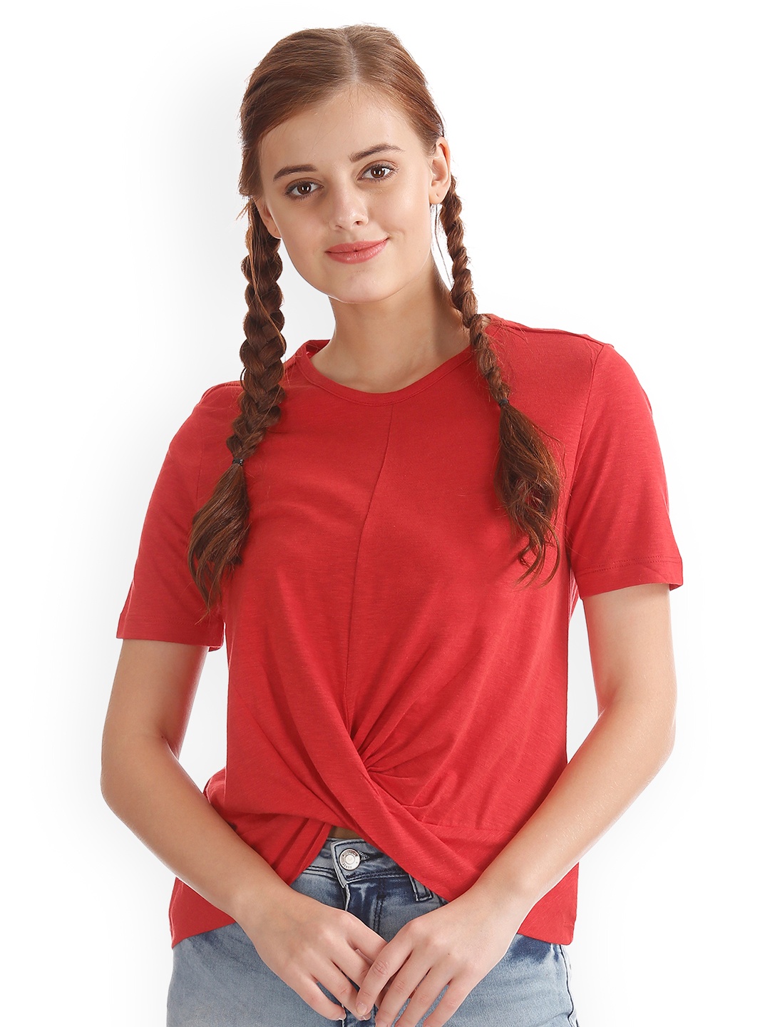 

Flying Machine Women Red Solid Top