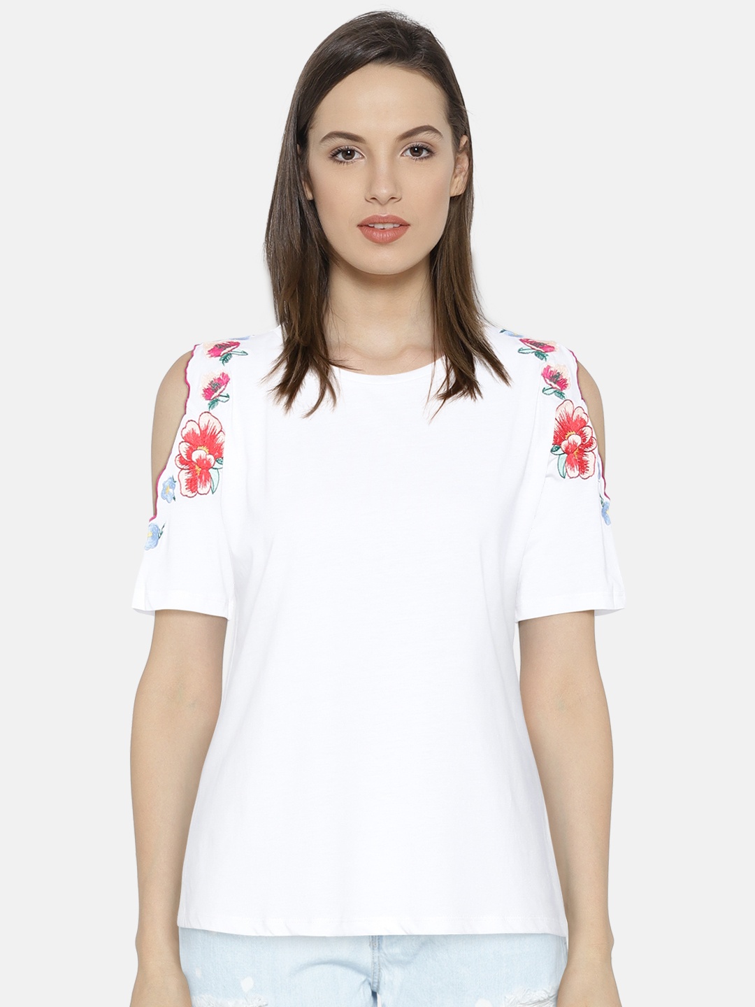 

Madame White Cold-Shoulder Pure Cotton Top