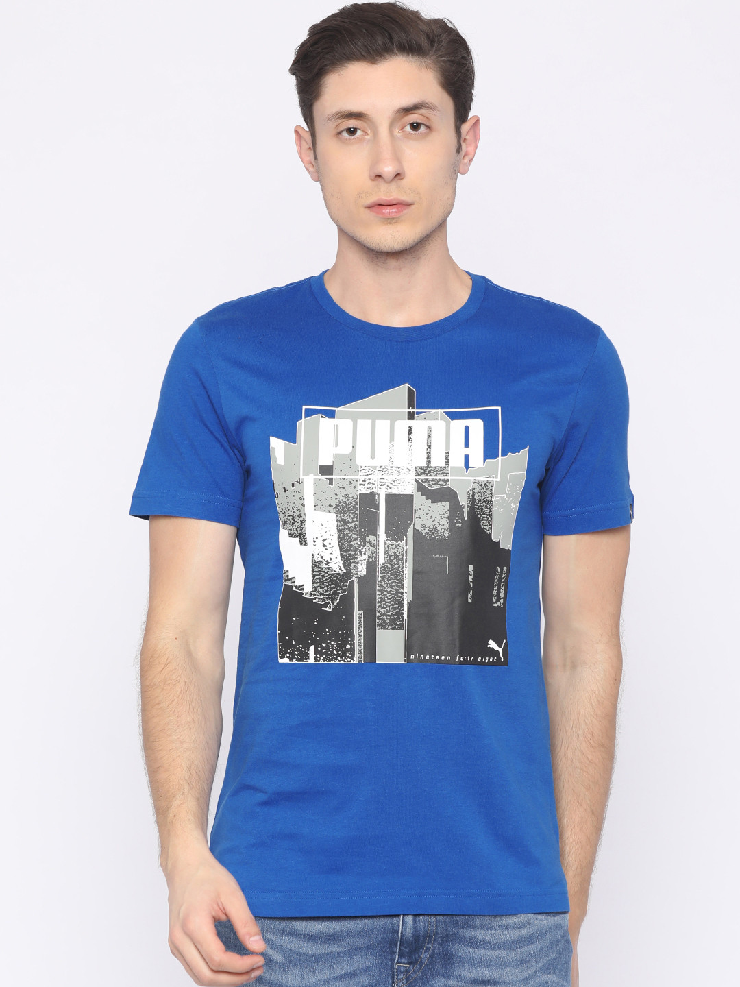 

Puma Men Blue Printed Round Neck T-shirt