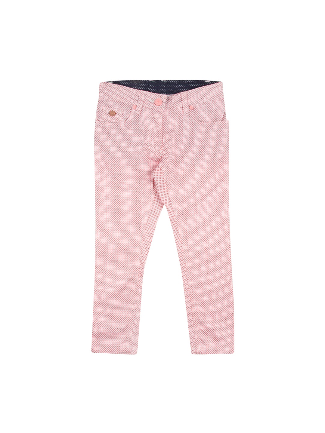 

U.S. Polo Assn. Kids Girls White & Red Regular Fit Printed Regular Trousers