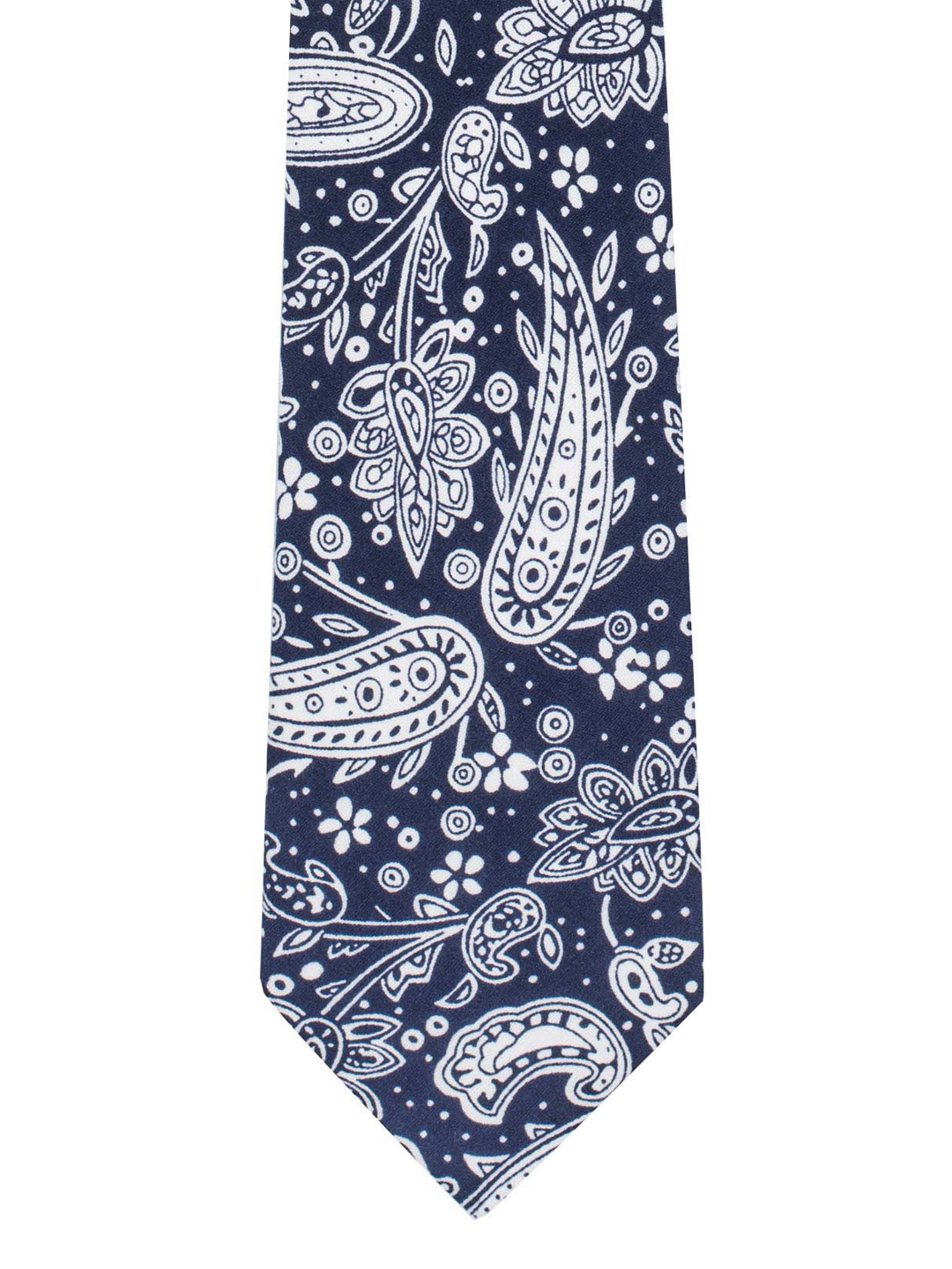 

The Tie Hub Navy Blue & White Printed Skinny Tie