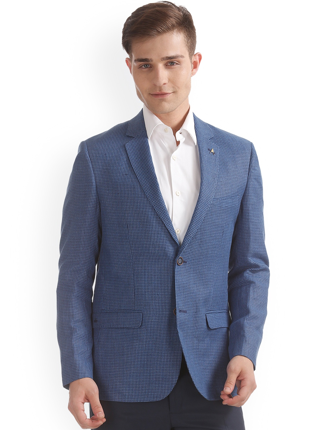 

Arrow Men Blue Woven Design Single-Breasted Formal Blazer