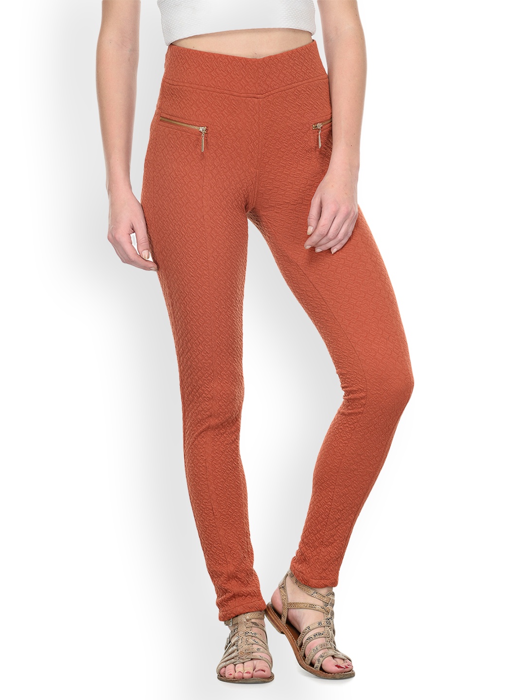 

Westwood Rust Red Sef-Design Skinny Fit Treggings